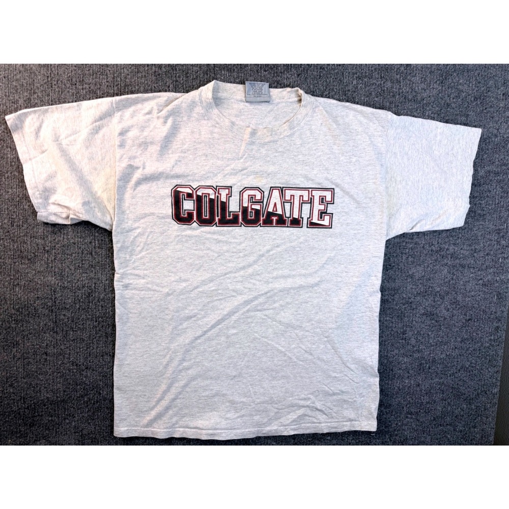 Vintage Time Out Colgate University T Shirt Mens Large Grey Cotton USA Made Y2K